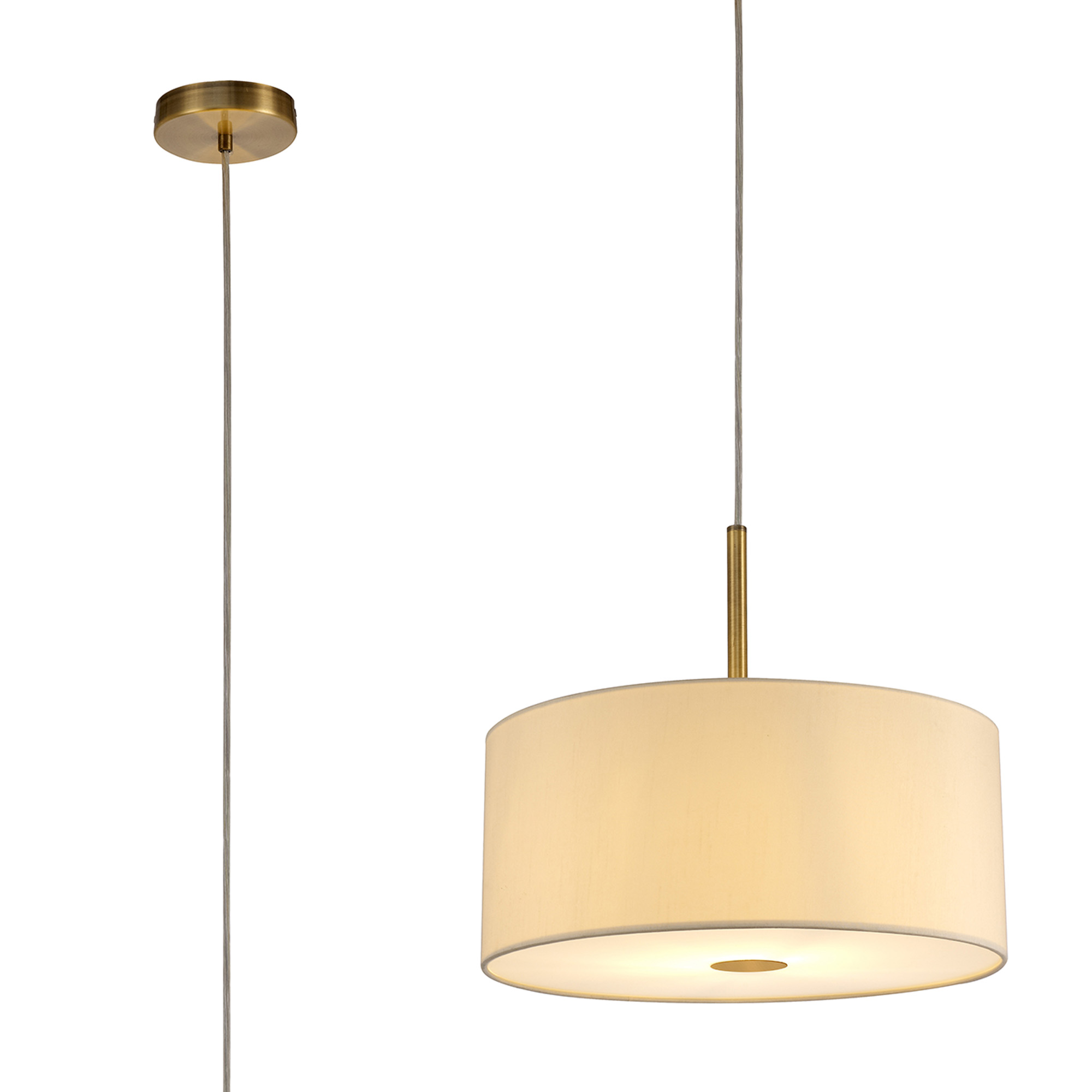 Baymont 40cm Pendant 1 Light Antique Brass, Ivory Pearl, Frosted Diffuser
